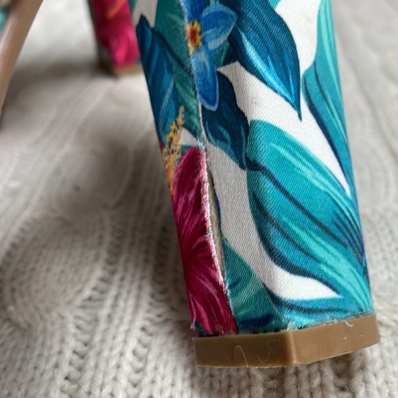 Women’s sz 7 shoedazzle Natalia 5” heels tropical platform chunk crossed strap - Picture 14 of 14